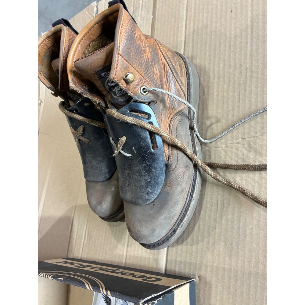 Georgia Boot G6152 Farm Ranch Mens 10M Brown Leather Work Boots Wedge Sole